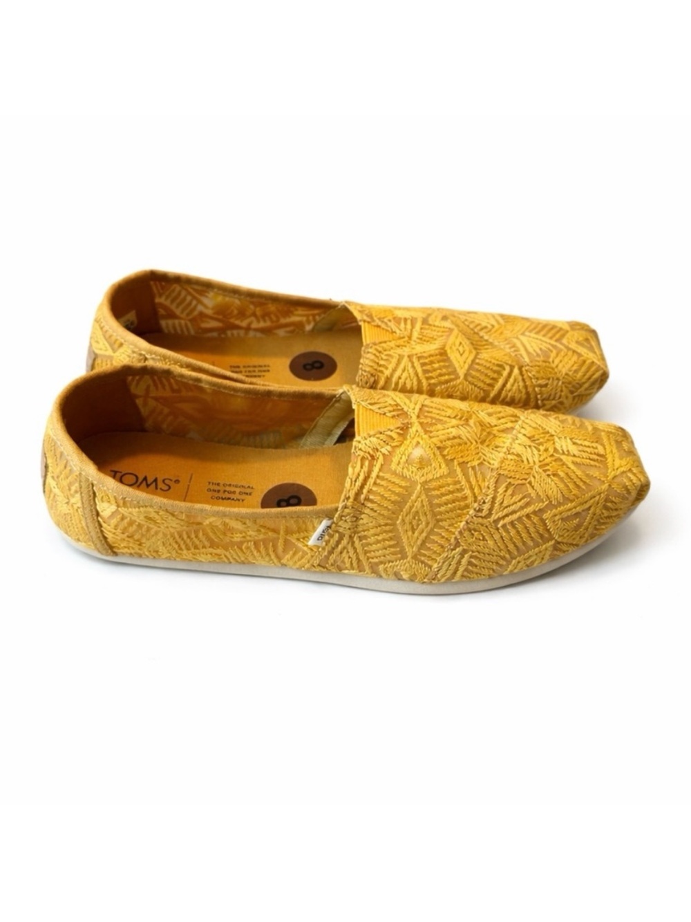 Toms Yellow Embroidered Slip-On Loafers